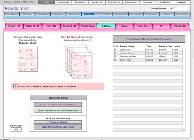 Electronic Clearinghouse Export Screen - CMS-1500 (PQRS Ready) - Financial and Billing