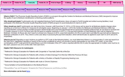 PQRS Explanation Screen - CMS-1500 (PQRS Ready) - Financial and Billing