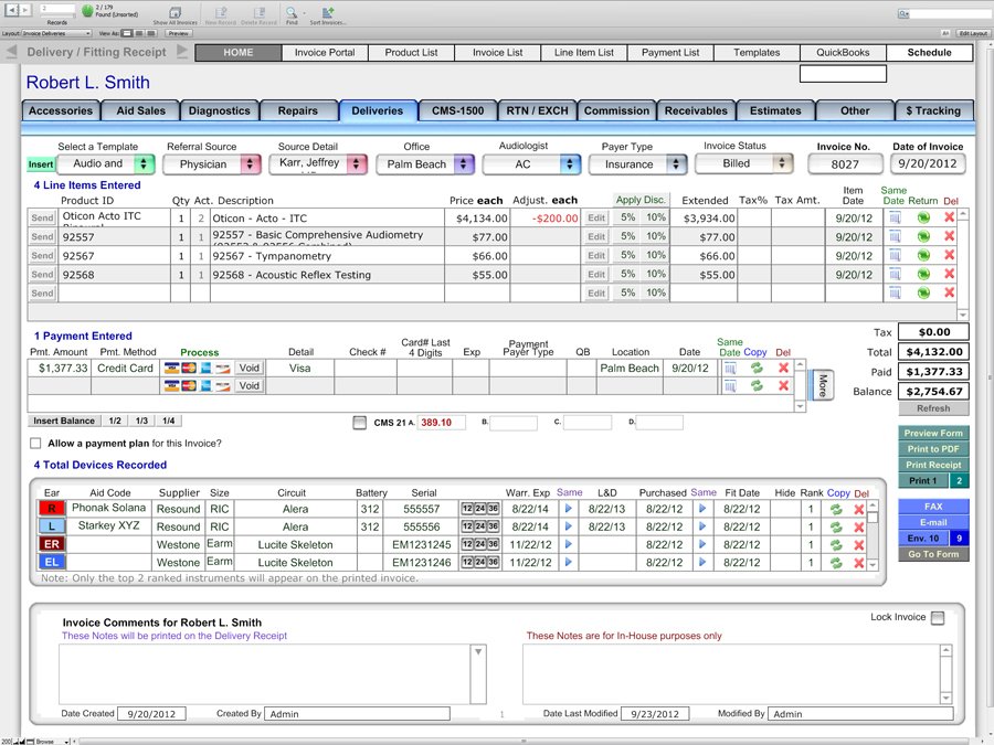 Delivery Screen - Financial and Billing