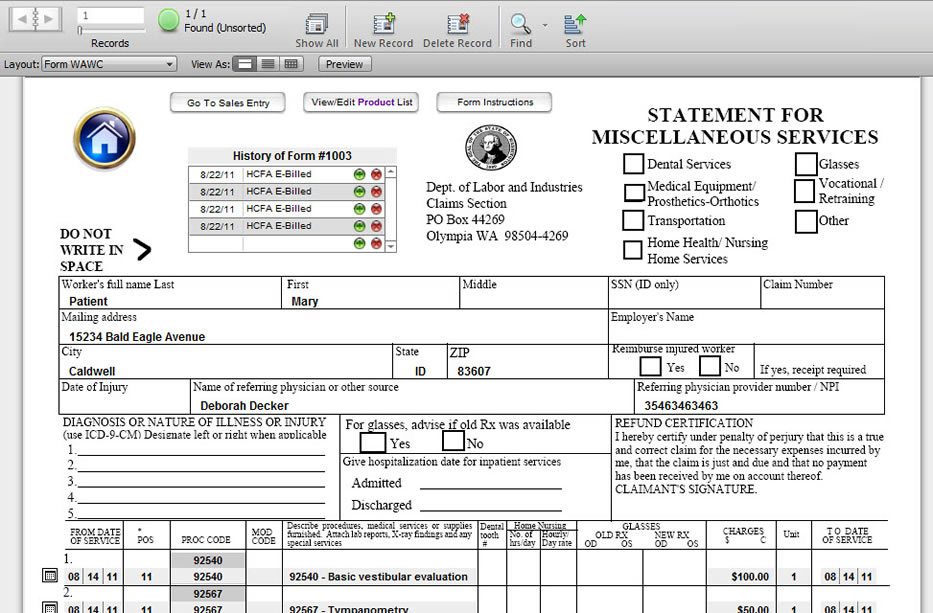 WA State Misc. Form - Financial and Billing