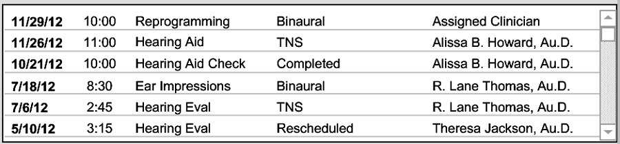 Appointment History at Home - Scheduling Appointments