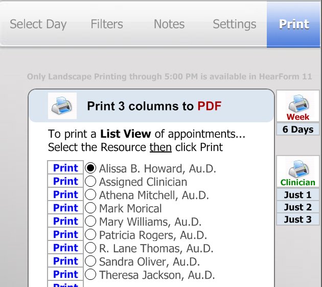 Print or PDF Schedules - Scheduling Appointments